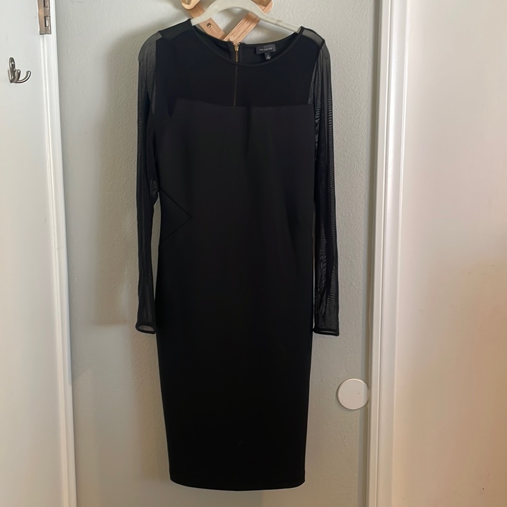 The Limited midi LBD with mesh sleeves and neckline